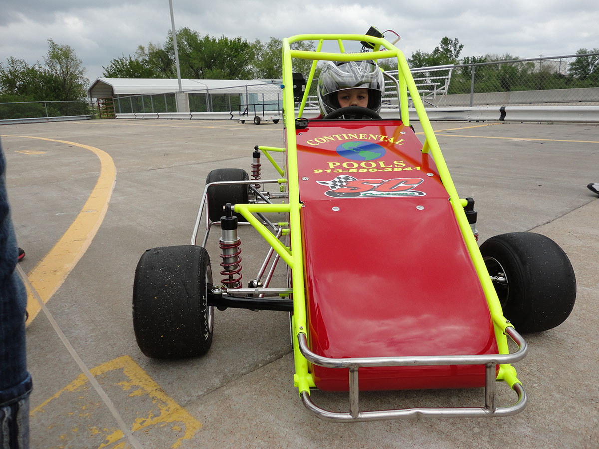 Cade spends the day racing asphalt quarter midget